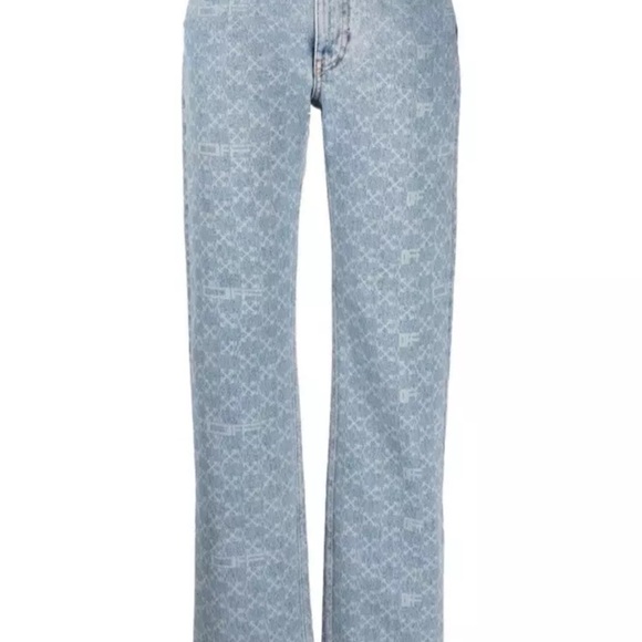 Brand New SS22 Off-White Monogram Printed Mid Rise Straight Leg Jeans size 29 - Picture 1 of 13